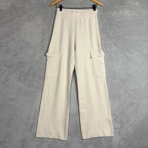 Wilfred Free Aritzia Cream Knit Cargo Pants Wide Leg High Waist Small Lounge